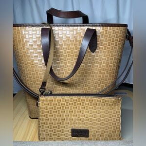 Dooney & Bourke Lilliana Woven Leather Satchel and Accessory Bag set-EUC